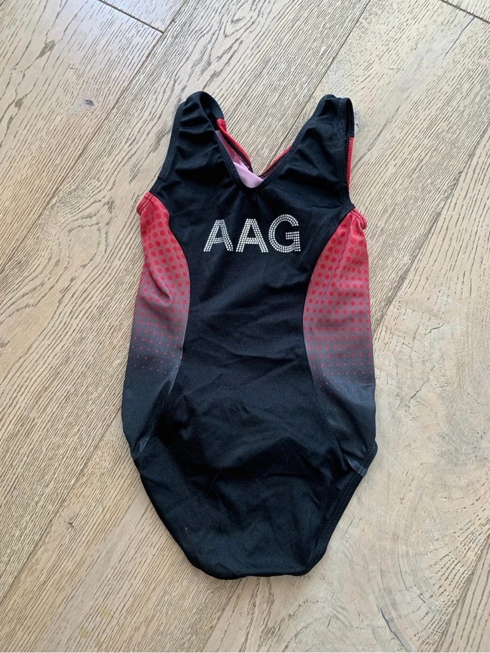 GK Red to Black Ombre Tank Leotard with Dot Gradient